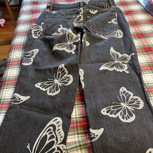 PacSun Women’s Black Butterfly High Waisted Straight Leg Jeans